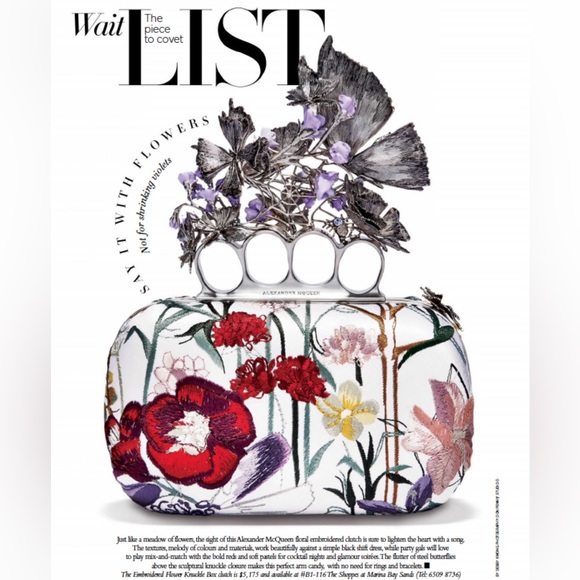 Authentic Alexander McQueen floral embroidery knuckle box clutch - Picture 13 of 14